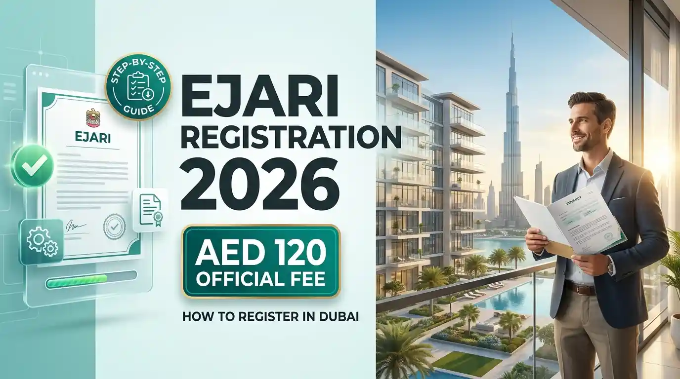 Ejari registration in Dubai 2026 showing the AED 120 official fee and tenancy contract registration process