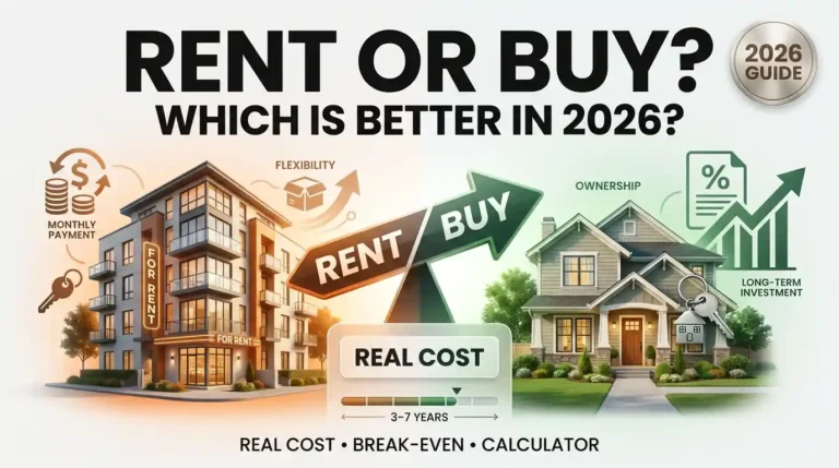 Rent vs buy home 2026 comparison showing real costs, break-even analysis and long-term ownership