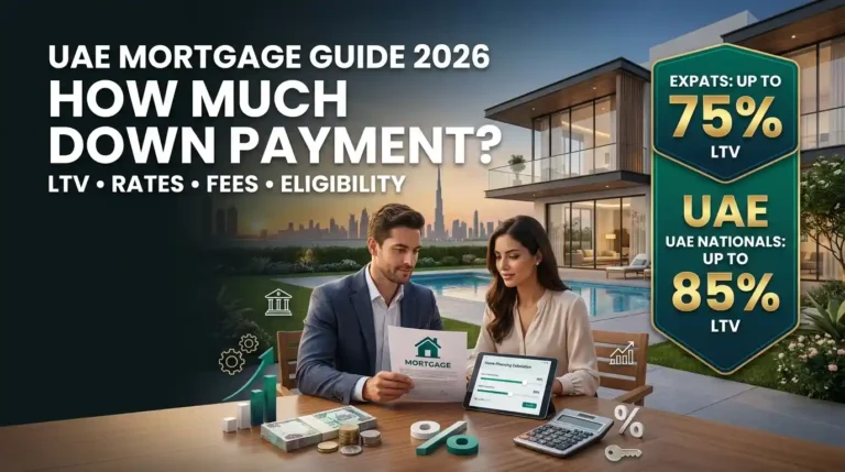 UAE mortgage guide 2026 showing LTV limits, down payment, rates and home loan information
