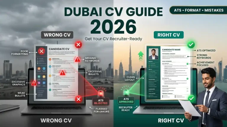 Dubai CV Guide 2026 showing the correct UAE CV format, ATS optimization and common mistakes